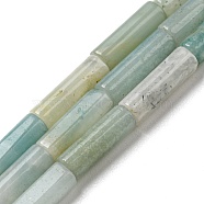 Natural Flower Amazonite Beads Strands, Column, 12.5~14x4~4.5mm, Hole: 1mm, about 28~29pcs/strand, 15.35~15.55 inch(39~39.5cm)(G-G006-A03-01)