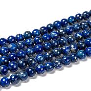 Natural Lapis Lazuli Bead Strands, Round, 8mm, Hole: 1mm, about 45~49pcs/strand, 15.5 inch(395mm)(G-G953-01-8mm)