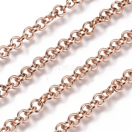 Ion Plating(IP) 304 Stainless Steel Rolo Chains, Belcher Chain, with Spool, Unwelded, Rose Gold, Links: 5x1mm, about 32.8 Feet(10m)/roll(CHS-L025-04E-RG)