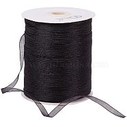 Organza Ribbon, Galloon, Black, 1/4 inch(6mm), 500yards/Roll(457.2m/Roll)(ORIB-BC0001-02G)