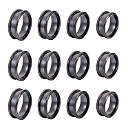 12Pcs 4 Size 201 Stainless Steel Grooved Finger Ring Settings, Ring Core Blank, for Inlay Ring Jewelry Making, Gunmetal, Inner Diameter: 16~19mm, 3Pcs/size(STAS-UN0002-84)