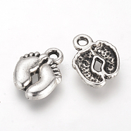 Tibetan Style Alloy Charms, Cadmium Free & Lead Free & Nickel Free, Baby Feet, Antique Silver, 14x10x2mm, Hole: 2mm, about 1600pcs/1000g(TIBE-Q070-15AS-NR)