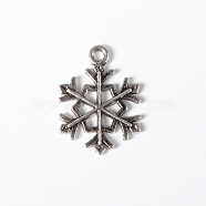 Tibetan Style Alloy Pendants, Lead Free & Cadmium Free, Snowflake, for Christmas, Antique Silver, 21x16x2mm, Hole: 2mm(TIBEP-GC114-AS-RS)