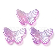 Acrylic Pendants, AB Color Plated, Butterfly, Magenta, 20x26x3mm, Hole: 1.4mm(OACR-H116-03A)
