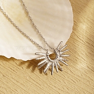 Sun Pendant Necklace, Stainless Steel Cable Chain Necklaces for Women(VV1649-2)