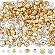 200Pcs 8 Styles Alloy Spacer Beads, Faceted Solid Round Beads, Long-Lasting Plated, Golden & Silver, 2.5~6mm, Hole: 1~2mm(FIND-HY0003-19)