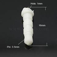 Plastic Mobile Dustproof Plugs, White, 16x3.5mm, Hole: 1mm(X-FIND-H022-2)