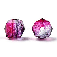 Two Tone Transparent Spray Painted Acrylic Beads, Polygon, Purple, 7.5x8x8mm, Hole: 1.8mm, about 1690pcs/500g(ACRP-TD002-02)