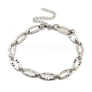 304 Stainless Steel Oval Link Chains Bracelets for Men & Women, Stainless Steel Color, 7-1/2 inch(19cm)(BJEW-D042-07G)