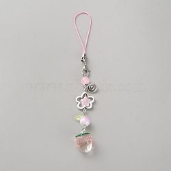 Plastic Strawberry Beads Mobile Straps, Mobile Phone Ornaments, Pink, 140mm(HJEW-WH00056-10A)