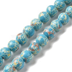 Synthetic Imperial Jasper Dyed Beads Strands, Round, Sky Blue, 8mm, Hole: 1.2mm, about 47~48pcs/strand, 14.96''~15.16''(38~38.5cm)(G-P507-01A-02)
