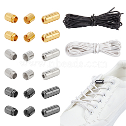 Nbeads Cotton Shoelaces, with Plastic Buckles and Brass Capsule Lace Lock Buckles, DIY Sneaker Kits Metal Shoelaces Lock Accessories, Mixed Color, 18x8mm, Hole: 3mm(DIY-NB0011-06)