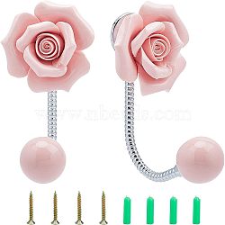 Porcrelain 3D Flower Ceramic Wall Coat Hook, PeachPuff, 102x52x80mm, Hole: 11.5x7.5mm(FIND-WH0040-63)