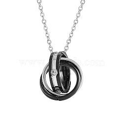 Men's 3 Circles Interlocking Pendant Necklace, Infinity Love Matching Necklace for Couples, Two Tone 316L Surgical Stainless Steel Necklace for Valentine's Day, Gunmetal & Platinum, 18.90 inch(48cm)(JN1012B)