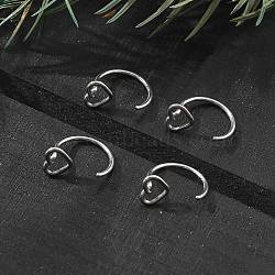 304 Stainless Steel Heart Hoop Nose Rings, Stainless Steel Color, 8.5x10.5x5.5mm(AJEW-A062-06P)