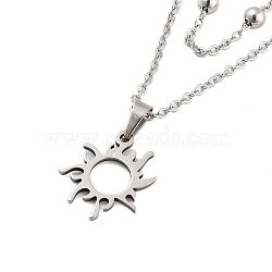 Stainless Steel Pendants Necklaces, Cable Chain Necklaces, Sun, 16.97 inch(43.1cm) Pendant: 16.5x14mm(NJEW-U003-01H-P)