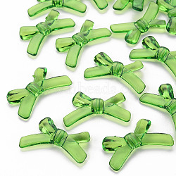 Transparent Acrylic Beads, Bowknot, Green, 20x34x5.5mm, Hole: 1.8mm(X-TACR-S154-55B-925)