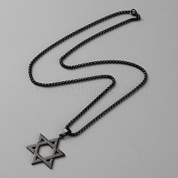 304 Stainless Steel Pendant Necklaces, Star of David, Electrophoresis Black, 23.62 inch(60cm)(NJEW-WH0023-26EB)