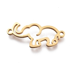 304 Stainless Steel Links Connectors, Laser Cut, Elephant Shape, Golden, 9x20x1mm, Hole: 1.5mm(STAS-O128-05G)