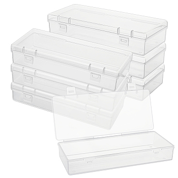 15Pcs Plastic Bead Containers with Hinged Lid, Rectangle, Clear, 15.2x6.3x3.05cm, Inner Diameter: 15x5.95cm