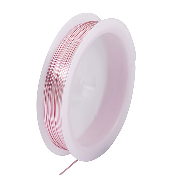 Copper Wire, Round, for Jewelry Making, Pink, 21 Gauge, 0.7mm, about 42.65 Feet(13m)/Roll