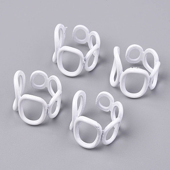 Spray Painted Alloy Cuff Rings, Open Rings, Cadmium Free & Lead Free, White, US Size 6 1/2(16.9mm)