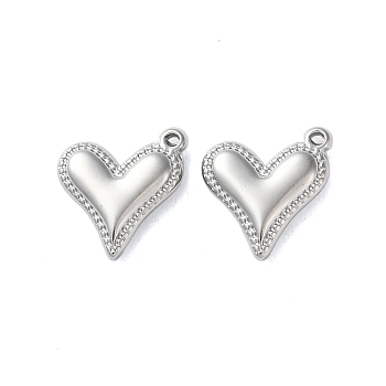 Non-Tarnish 304 Stainless Steel Pendants, Heart Charm, Stainless Steel Color, 16x15x4mm, Hole: 1mm