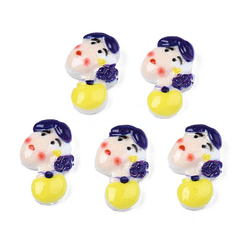 Spray Painted Opaque Resin Cabochons, Woman, Yellow, 12x7.5x3mm