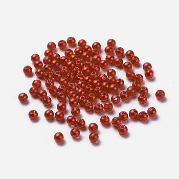 Imitation Pearl Acrylic Beads, Dyed, Round, Dark Red, 5x4.5mm, Hole: 1mm, about 10000pcs/pound