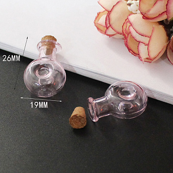 Miniature Glass Bottles, with Cork Stoppers, Empty Wishing Bottles, for Dollhouse Accessories, Jewelry Making, Round Pattern, 26x19mm