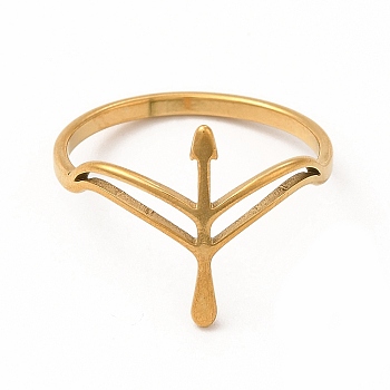 304 Stainless Steel Hollow Out Arrow Finger Ring for Women, Golden, Inner Diameter: 18mm
