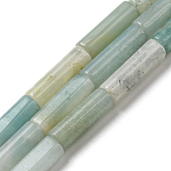 Natural Flower Amazonite Beads Strands, Column, 12.5~14x4~4.5mm, Hole: 1mm, about 28~29pcs/strand, 15.35~15.55 inch(39~39.5cm)