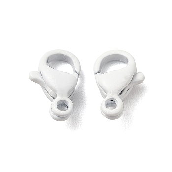 Spray Painted 304 Stainless Steel Lobster Claw Clasps, White, 9.5x6x3mm, Hole: 1.2mm