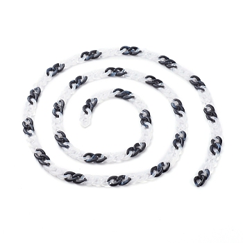 Handmade Acrylic Curb Chains, Twisted Chain, Black, 13.5x10x3mm, 3.28 Feet(1m)/strand