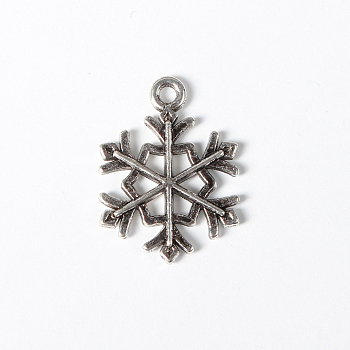 Tibetan Style Alloy Pendants, Lead Free & Cadmium Free, Snowflake, for Christmas, Antique Silver, 21x16x2mm, Hole: 2mm