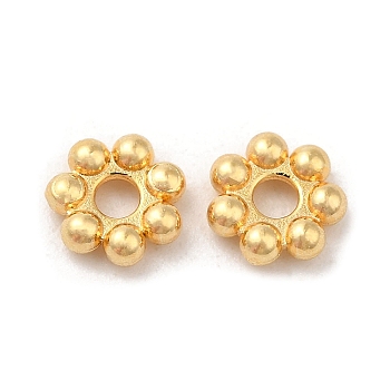 304 Stainless Steel Spacer Beads, Flower, Granulated Beads, Real 18K Gold Plated, 5x1.3mm, Hole: 1.5mm