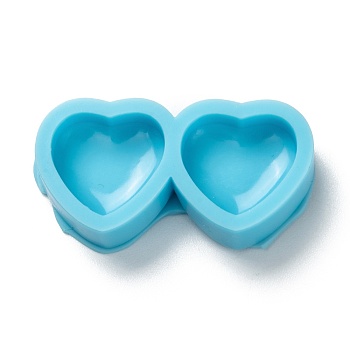 DIY Pendant Silicone Molds, for Earring Makings, Resin Casting Molds, For UV Resin, Epoxy Resin Jewelry Making, Heart, Deep Sky Blue, 15.5x30x6mm, Inner Diameter: 11x12mm