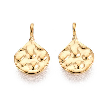 304 Stainless Steel Teardrop Charms, Ion Plating(IP), Textured, Real 18K Gold Plated, 10x6.5x2.5mm, Hole: 1.2mm