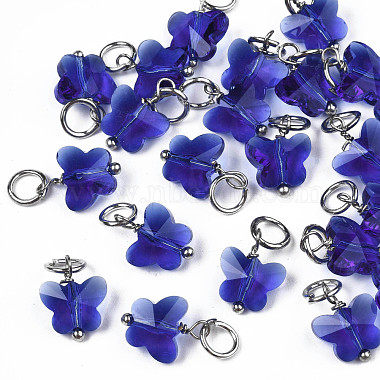 Platinum Blue Butterfly Iron+Glass Charms