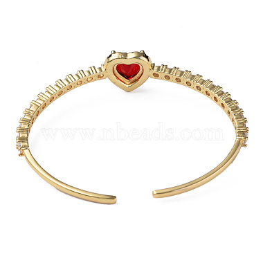 Bracelet manchette ouvert coeur zircone cubique(BJEW-N012-031E)-4