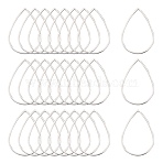 Brass Linking Rings, Nickel Free, Teardrop, Platinum, 25x16.5x1mm, Inner Measure: 15.5x24mm(X-KK-T037-06P-NF)