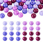 40Pcs 4 Colors Opaque Acrylic Beads, Round, Purple, 19.5~20x19~20mm, Hole: 2.2~3mm, 10pcs/style(MACR-TA0002-97B)