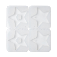 Pendant Silicone Molds, Resin Casting Molds, For UV Resin, Epoxy Resin Jewelry Making, Star, White, 164x158x10mm, Hole: 4mm & 20.5mm, Star Lnner: 70x57mm(DIY-K013-04)