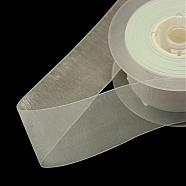 Polyester Organza Ribbon, White, 7/8 inch(22mm), about 200yards/roll(182.88m/roll)(ORIB-Q025-22mm-01)