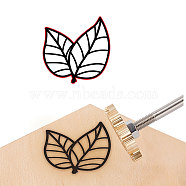 Stamping Embossing Soldering Brass with Stamp, for Cake/Wood, Leaf Pattern, 40mm(AJEW-WH0123-023)