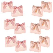 Elite 12 Sets 2 Styles Rectangle with Marble Pattern Folding Paper Candy Bags, with Polyester Ribbon and Word, Gift Wrapping Bags, for Presents Candies Cookies, Pink, 4.5x11.5x10cm, 2style, 6sets/style, 12sets(ABAG-PH0001-07B)