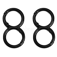 Spray Painted Alloy 8-shaped Keychain Clasps, Spring Buckle DIY Handmade Cartoon Keychain Key Ring Hooks, Black, 23x43mm(PW-WGE4E28-34)