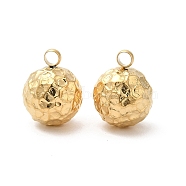 201 Stainless Steel Pendants, Textured, Ball Charm, Real 18K Gold Plated, 10x8mm, Hole: 1.8mm(STAS-H214-07G-1)