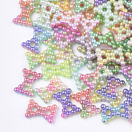 Rainbow ABS Plastic Imitation Pearl Links, Gradient Mermaid Pearl, Bowknot, Mixed Color, 12x9x2mm, Hole: 1.8mm, about 1000pcs/bag(OACR-T015-03-07)