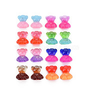 Transparent Two-Tone Resin Cabochons, with Glitter Powder, Bear, Mixed Color, 21x18x8.5mm(CRES-S308-059)